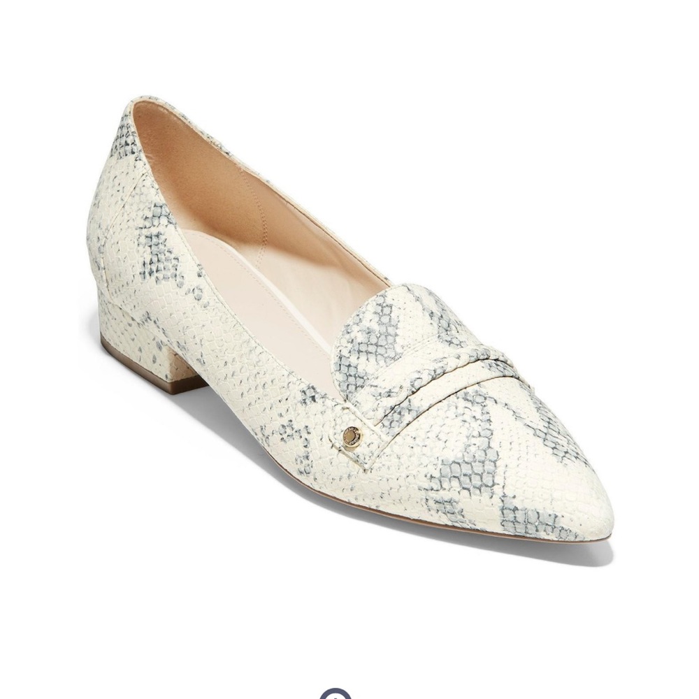 Cole Haan Mabel Skimmer Loafers Chalk Python Print Leather Size 6 B
